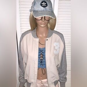 RARE Adidas EF SUPERGIRL FAUX LEATHER Track Varsity Jacket women’s Large